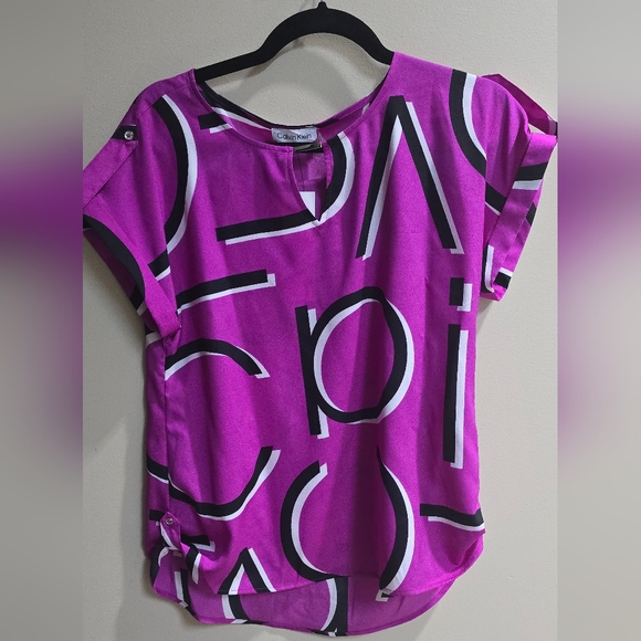 Clavin Klein short sleeve Canva blouse size S pink neon - Picture 1 of 4